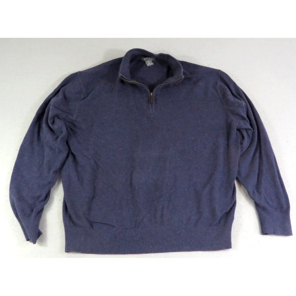 Daniel Cremieux 1/4 Zip Sweater Navy Cotton Cashmere Mens‎ XL Mock Neck Pullover